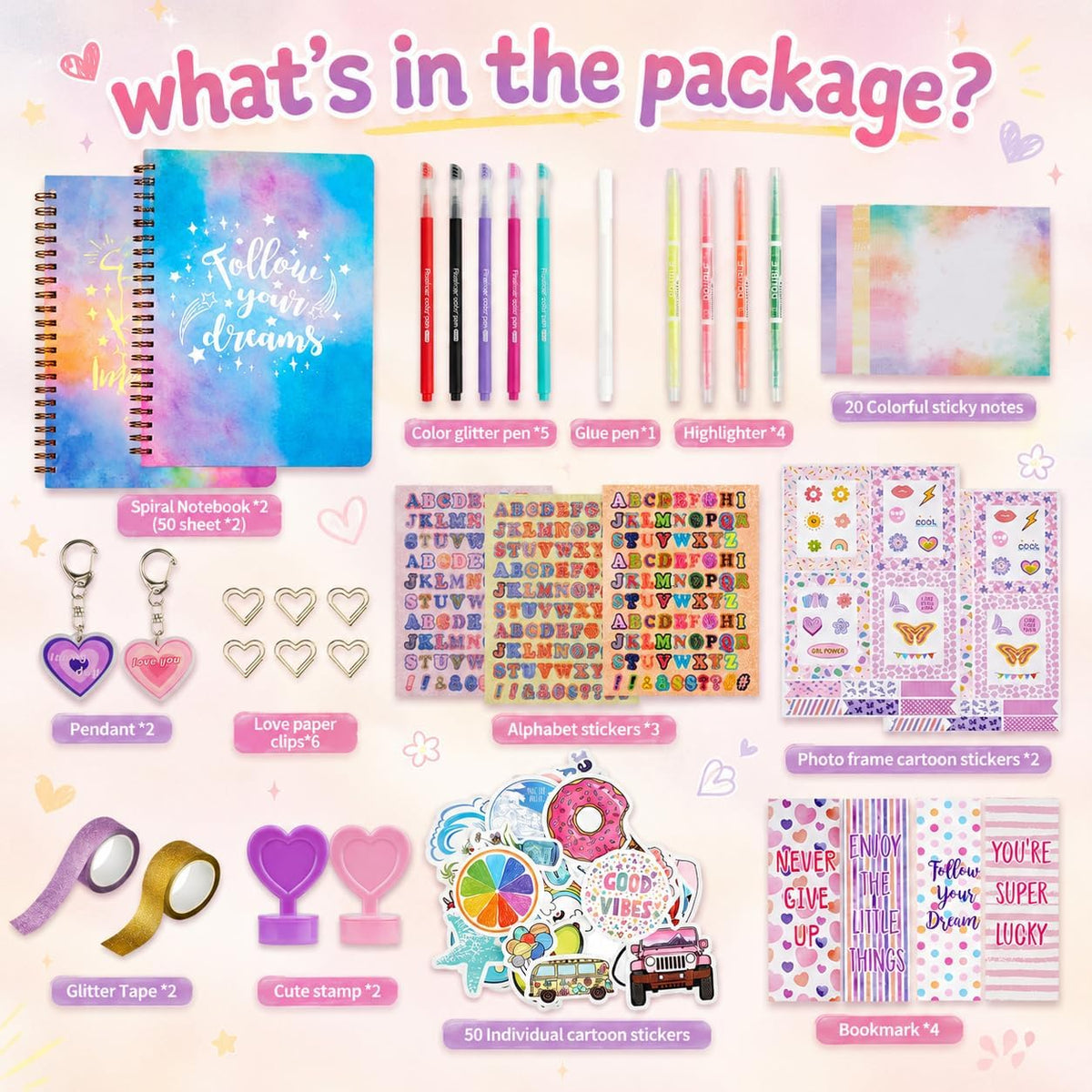 200+ PCS DIY Journal Kit for Teen Girls, Gifts for 6-14 Year Old Girl | DIY Memories of Happy Meaningful Day | Birthday Gifts Idea | Loved by 6-12 Year Old Girls | More Fun Included Items - view 3