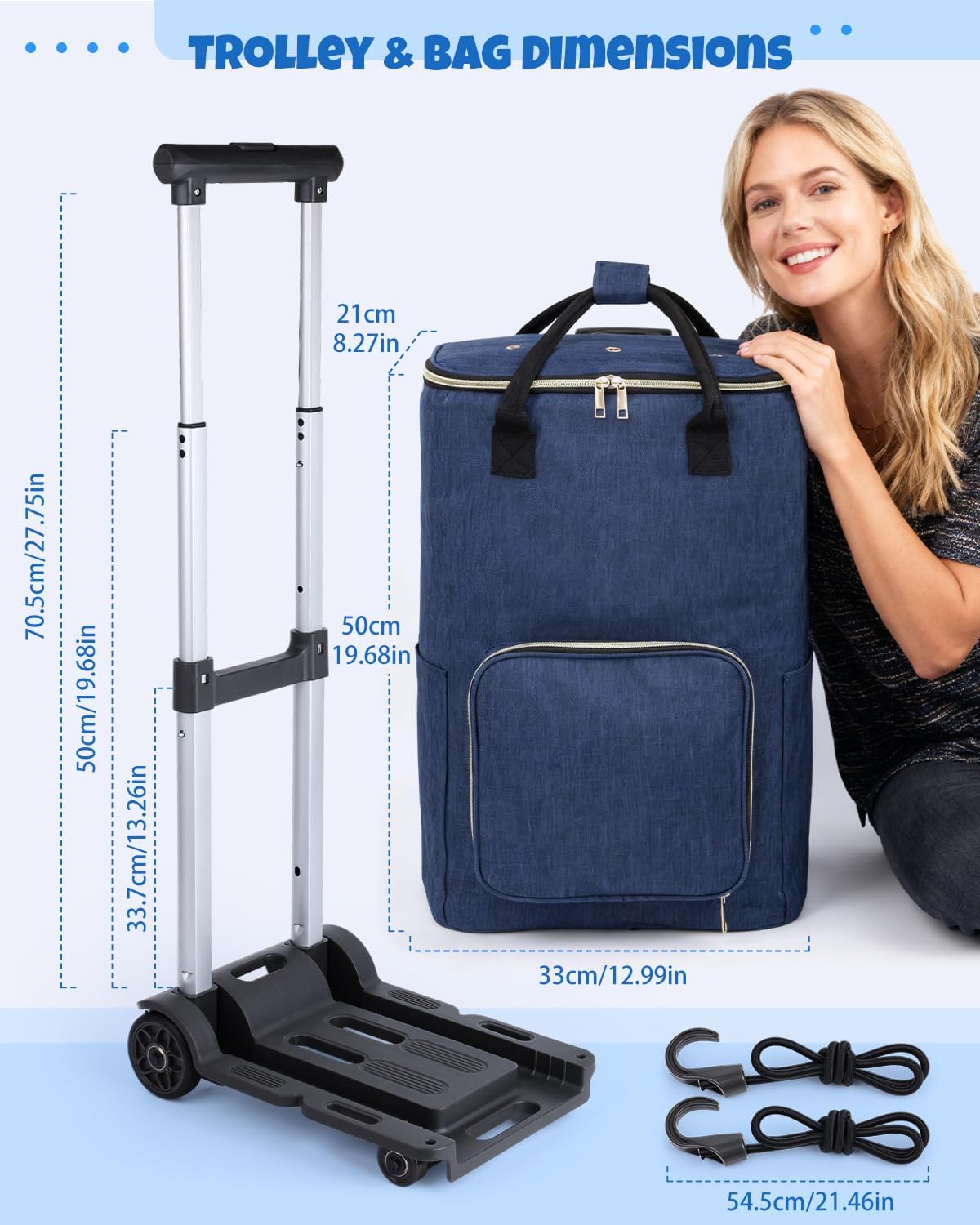 Portable Crochet Bag, Extra Large Yarn Storage for Crochet Accessories and Supplies, Yarn Bags with Wheels and Telescoping Handle, Durable Knitting Bag for Craft Enthusiasts - view 2