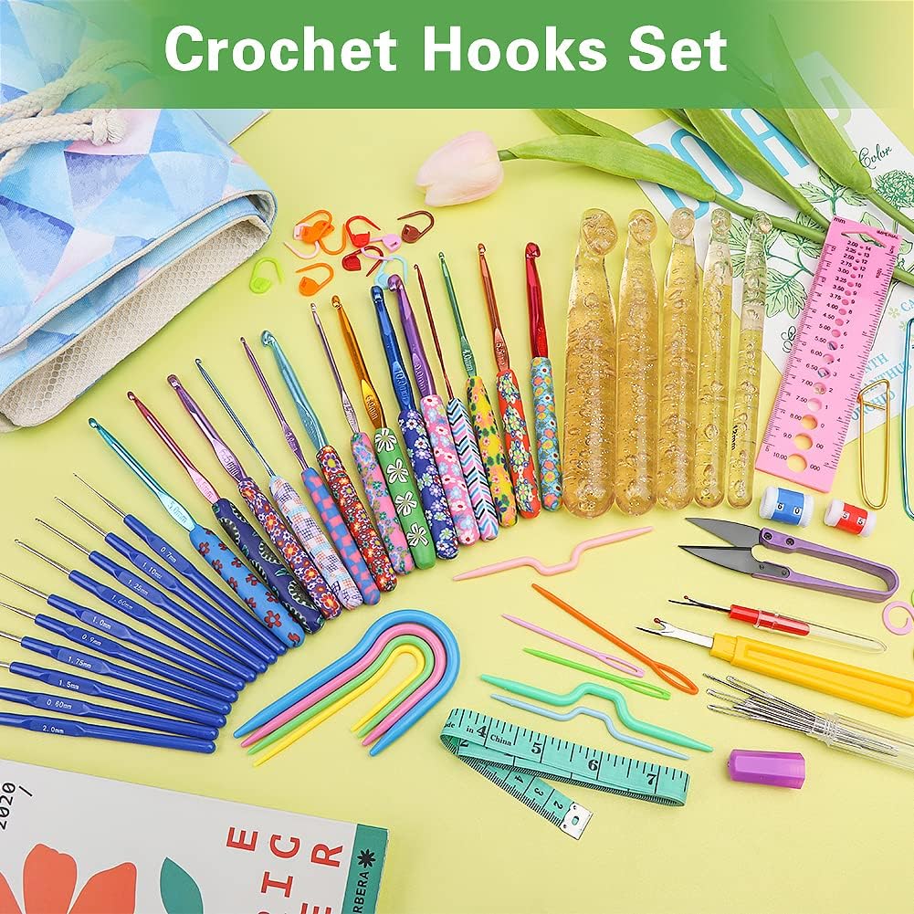 116 PCS Crochet Hooks Sets, Ergonomic Crochet Needles | Crochet Hook Set with Case Crochets Needle Accessories, Crochet Needles Kit for Beginners and Experienced Crochet Hook Lovers - view 6