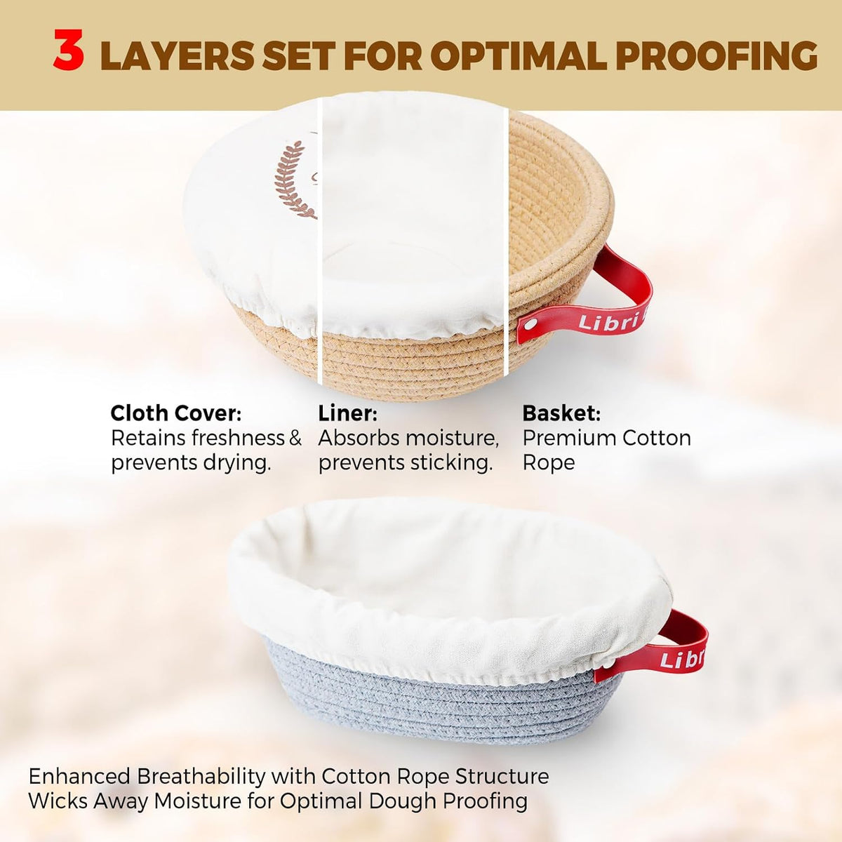 Sourdough Starter Kit,sourdough Bread Baking Supplies,Bread Proofing Basket,Sourdough Proofing Basket,Sourdough Kit Gifts for Bakers Women Wife Mom - view 3