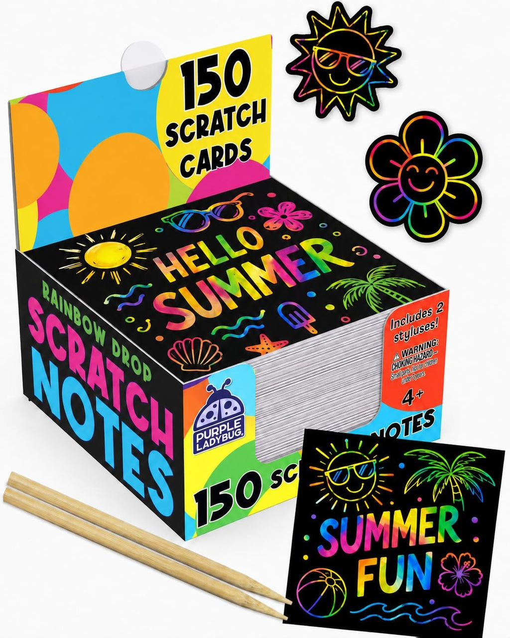 Rainbow Scratch Art Kit with Stencils, 79 Pc Craft Kit Ages 4-8 | Creative Drawing Paper & Stencils, Arts and Crafts for Ages 4-12, Summer Activities for Kids, Travel & Birthday Activities - view 7