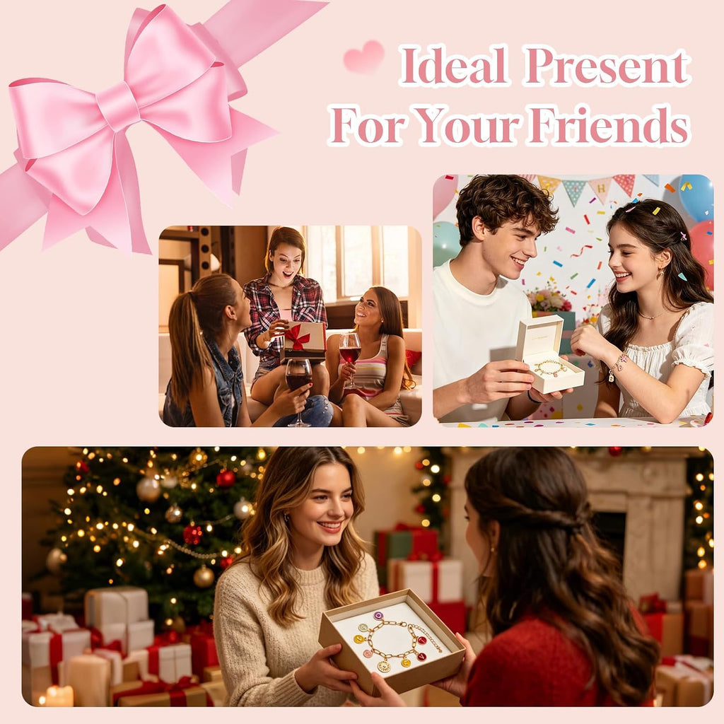 Friendship Bracelet Making Kit, DIY Jewelry Making Kit for Craft Night Beginners, Personalized Charms Birthday Gift with 12 Set Anti-Tarnish Chains & 78 Pcs Letters Charms - view 8