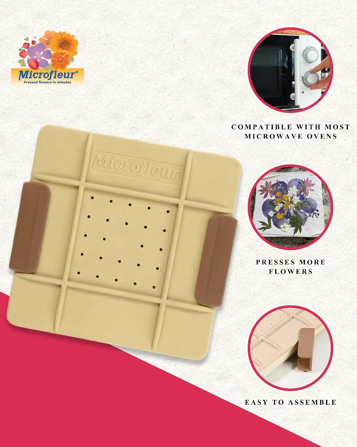 Microwave Craft Flower Preservation Press Portable Kit, 5 inch | Quick & Easy, for Pressed Blooms & Leaves, DIY Washable Absorbent Cloth for Plant Lovers, Reusable Components, Fast Drying - view 3