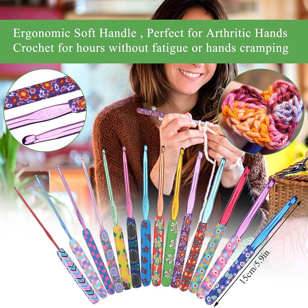 116 PCS Crochet Hooks Sets, Ergonomic Crochet Needles | Crochet Hook Set with Case Crochets Needle Accessories, Crochet Needles Kit for Beginners and Experienced Crochet Hook Lovers - view 3