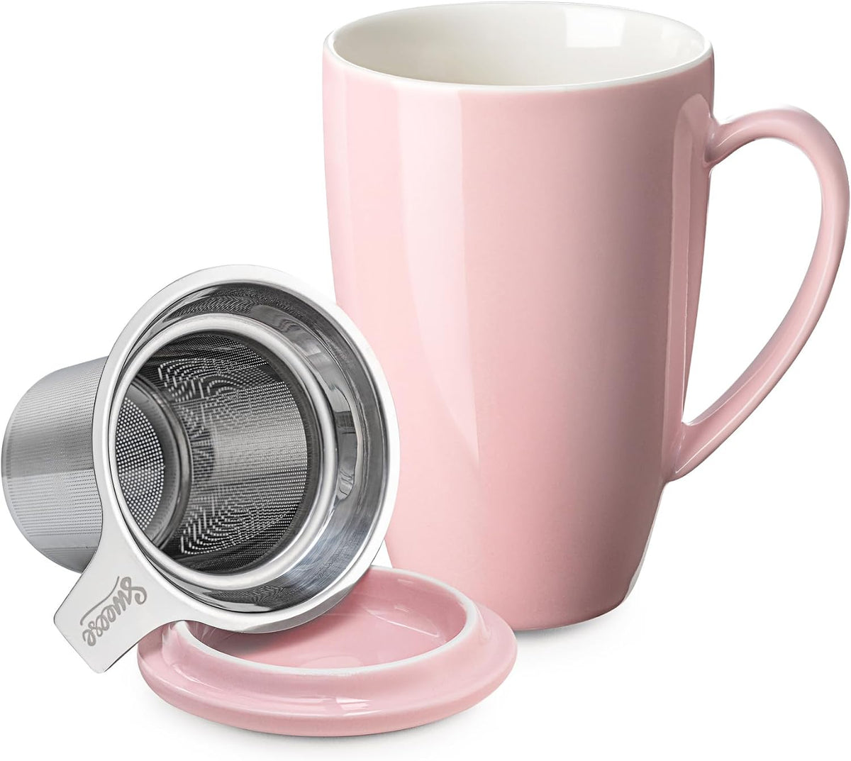 15oz Ceramic Tea Cup with Infuser and Lid, Microwave and Dishwasher Safe, Extra-Fine Loose Leaf Tea Steeper, Comfortable Handle, Tea Set in Gift Box, Dark Blue - view 7
