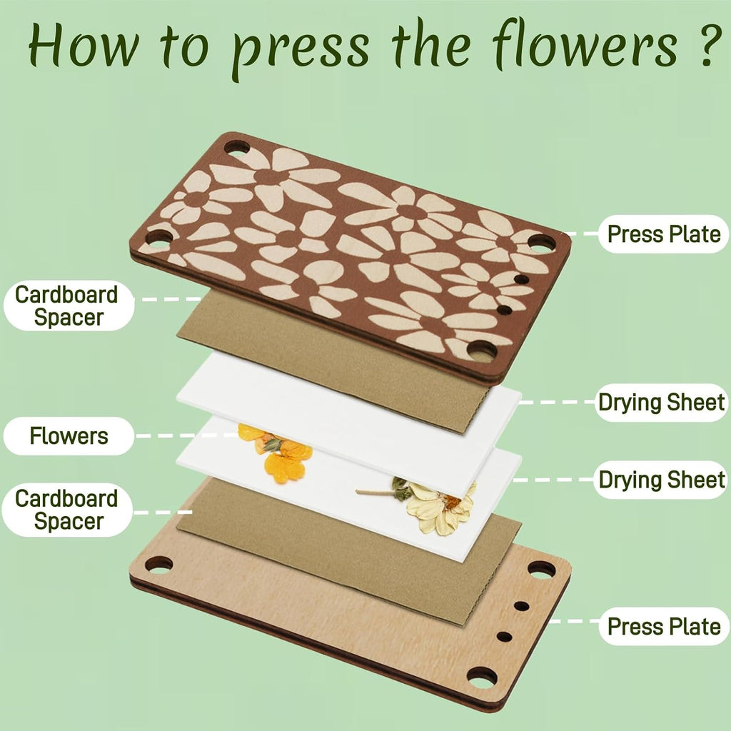2 Sizes Mini Flower Press, Wooden Pocket Travel Leaf Pressing Kit, 6 Layers Botanical Preservation Set, Portable DIY Craft Supply Gift for Micro Plant Pressing, 4.5"x2.5" & 2.5"x2.5" - view 4