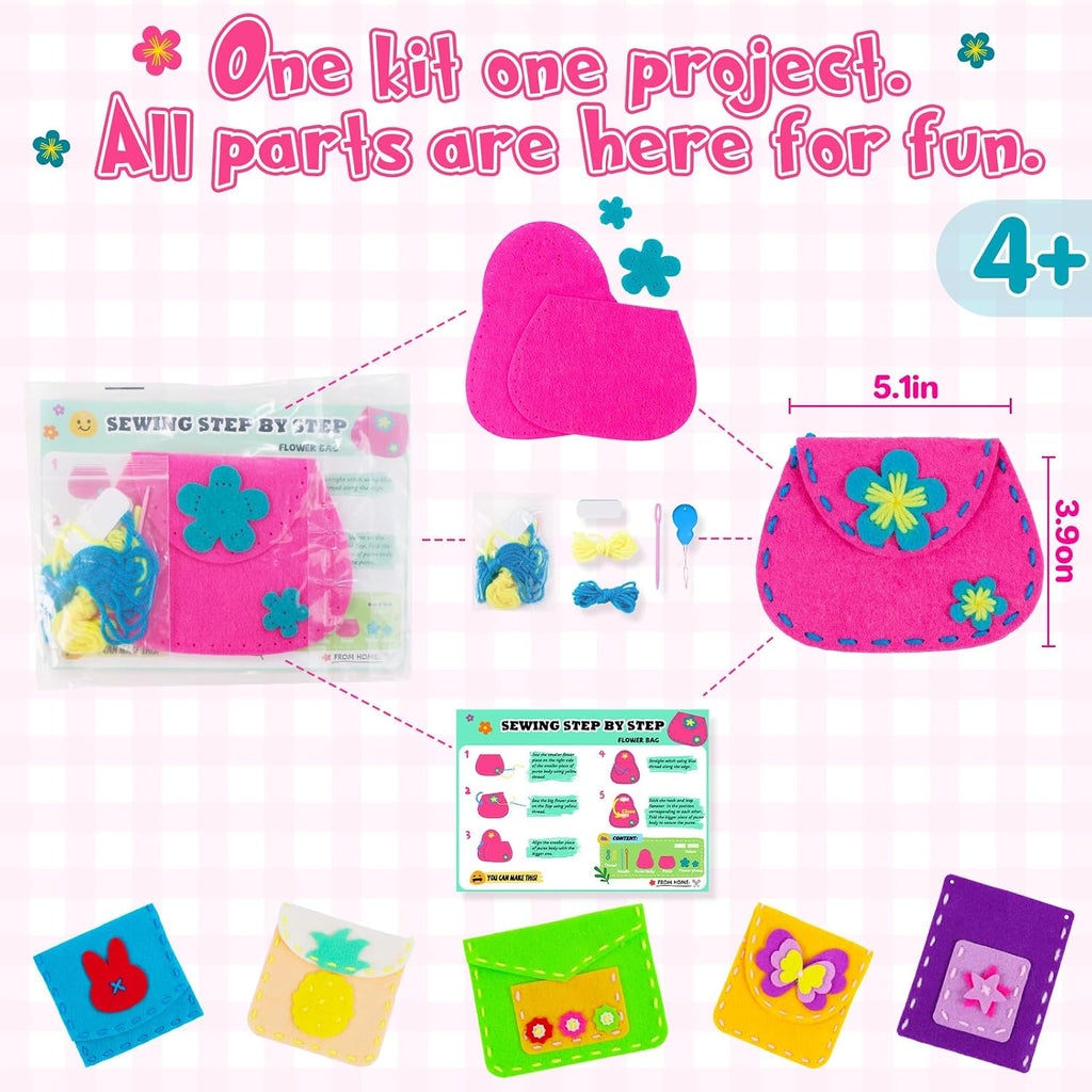 Purse Sewing Kit for Kids 4-7 Arts and Craft Kit for Girls Learn to DIY Bag | Sewing Projects for Beginners Make Your Own Handbag, Develop Fine Motor Skills, Birthday Gifts as Travel Toys - view 7