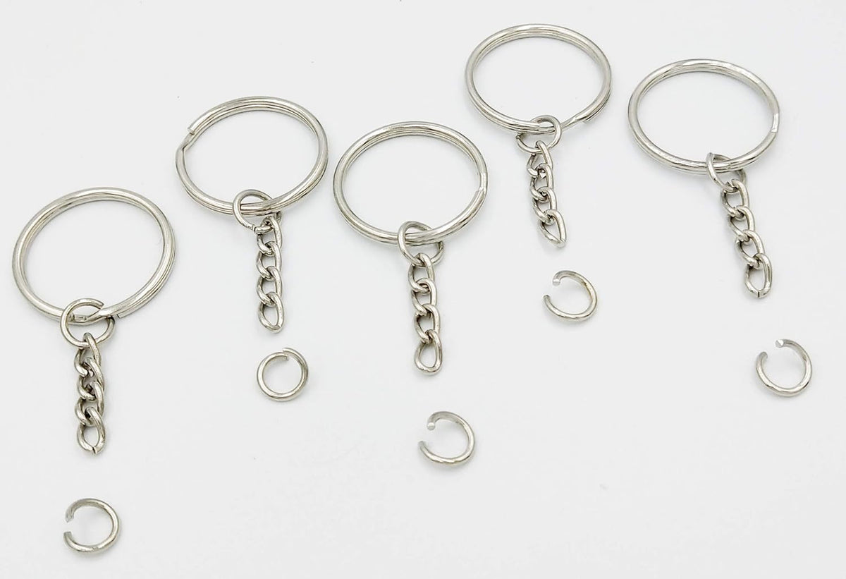 Key Ring with Chain and Open Jump Rings 1 inch, 50 Pack - view 3