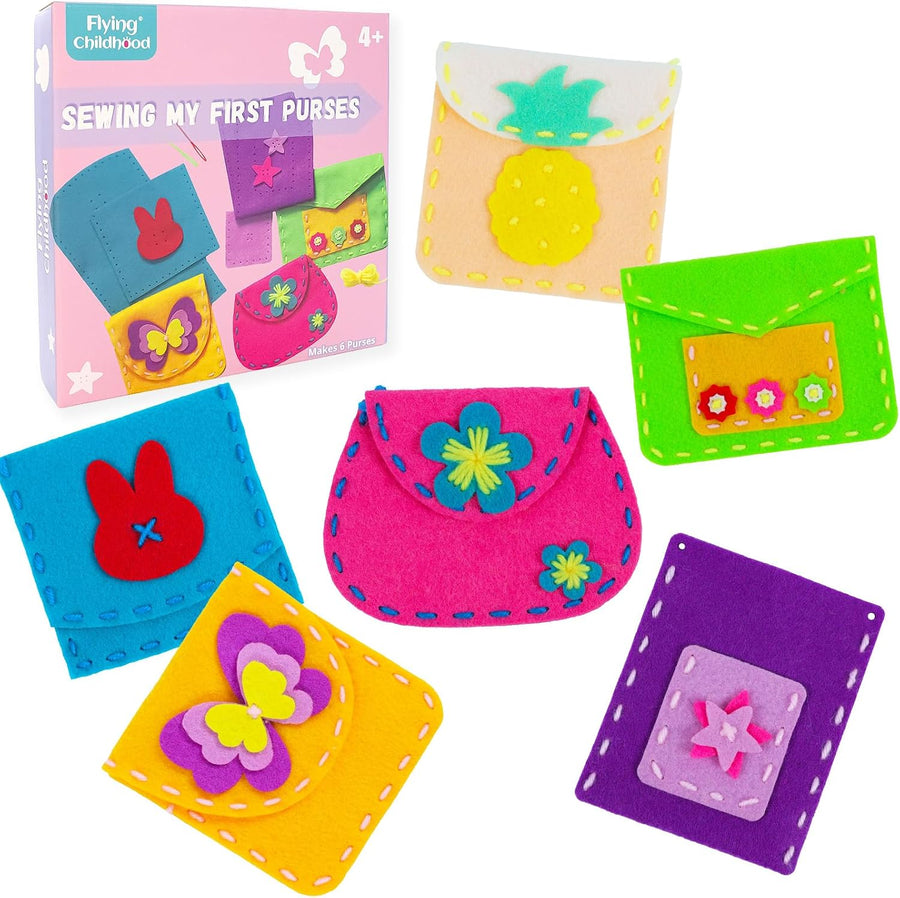 Purse Sewing Kit for Kids 4-7 Arts and Craft Kit for Girls Learn to DIY Bag | Sewing Projects for Beginners Make Your Own Handbag, Develop Fine Motor Skills, Birthday Gifts as Travel Toys