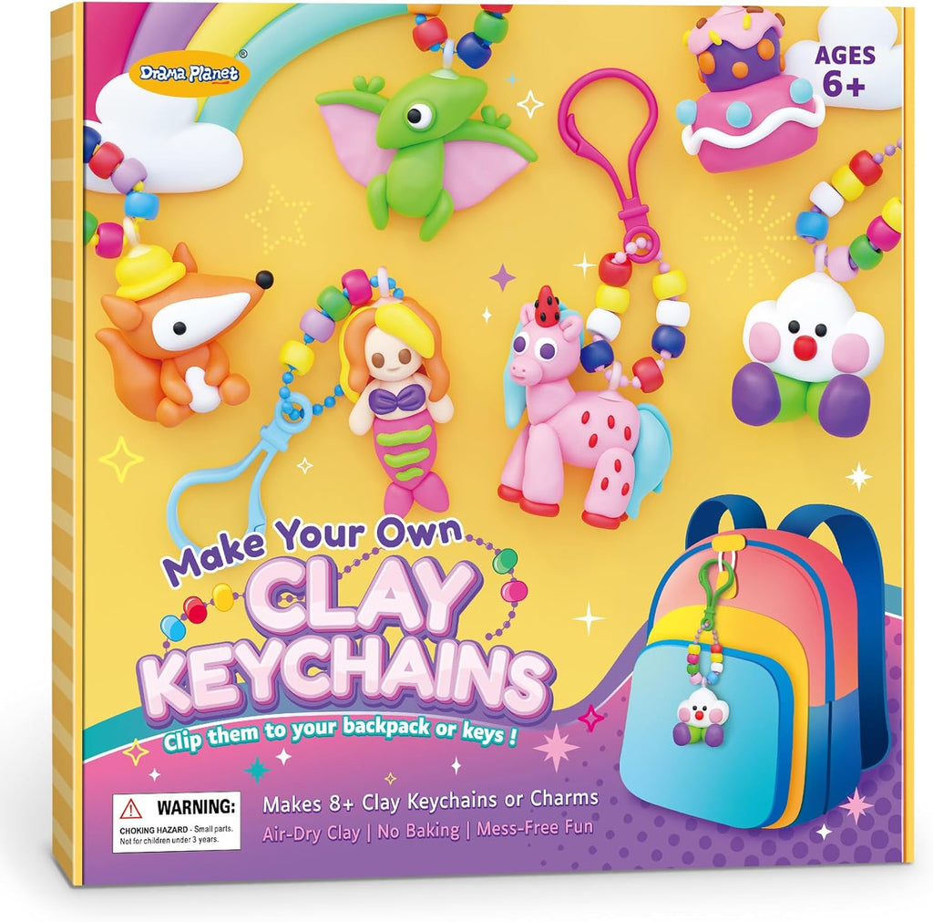 Clay Keychain Craft Kit for Kids, Make 8+ Keychains | Includes everything kids need to make clay Keychains, from clay to tools and guide