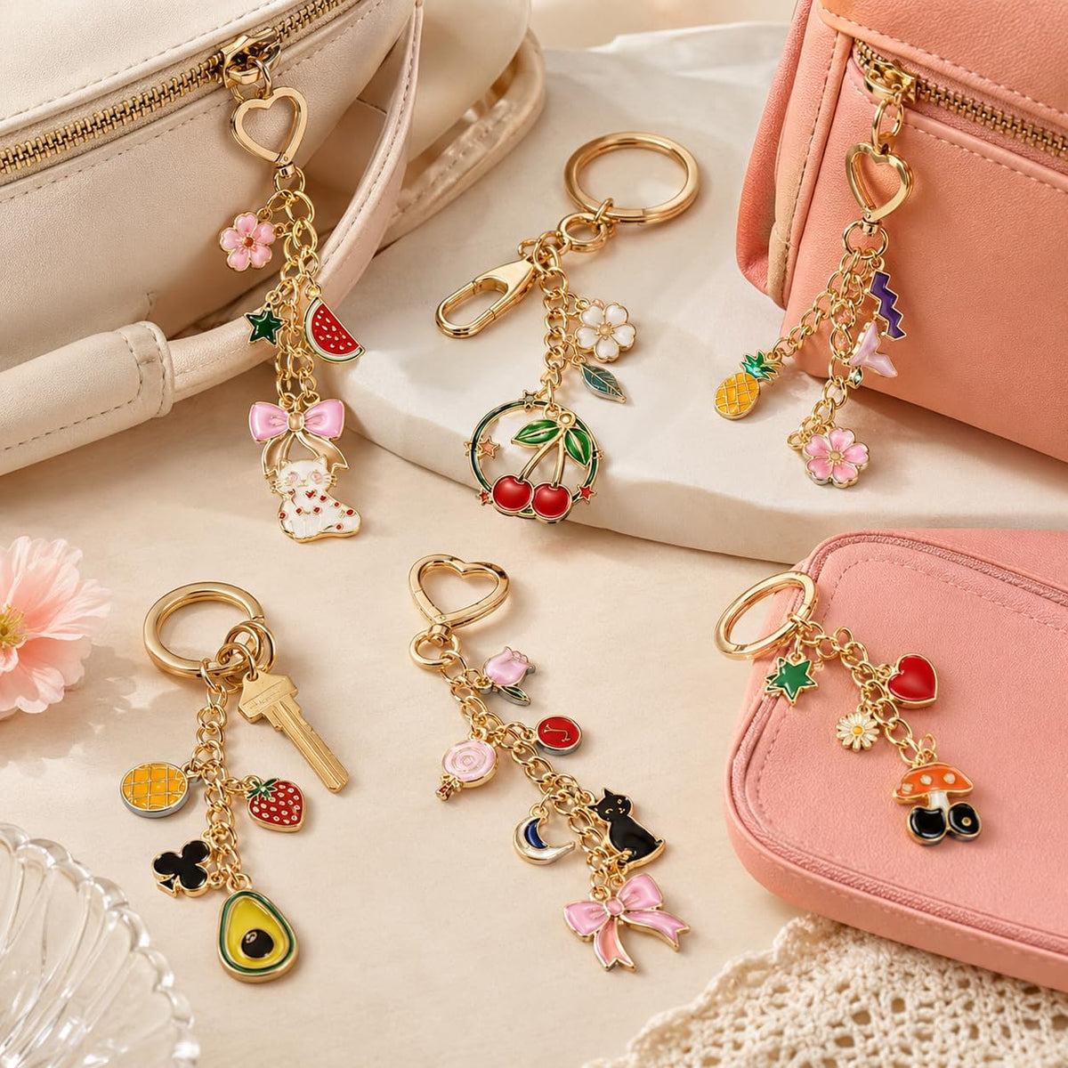 544-Piece Keychain Making Kit for Lip Gloss Holders & Bag Charms | 198 charms, 250 jump rings, clips, chains, jewelry pliers & opener, backpack charms, zipper pulls, party favors, craft nights - view 6