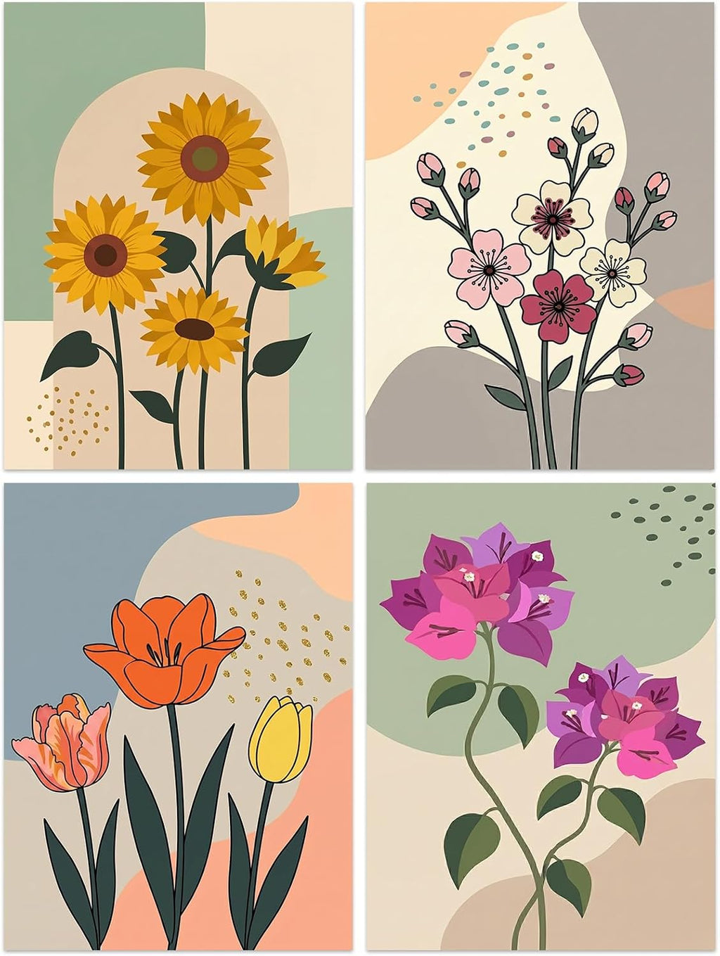 Diamond Painting Kits for Adults Flower Diamond Art Kits for Beginners Diamond dot Kits Floral Wall Art DIY Adults Crafts 4PCS Gem Art (Flower) - view 5