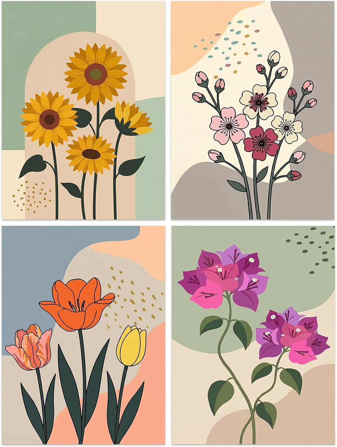 Diamond Painting Kits for Adults Flower Diamond Art Kits for Beginners Diamond dot Kits Floral Wall Art DIY Adults Crafts 4PCS Gem Art (Flower) - view 5