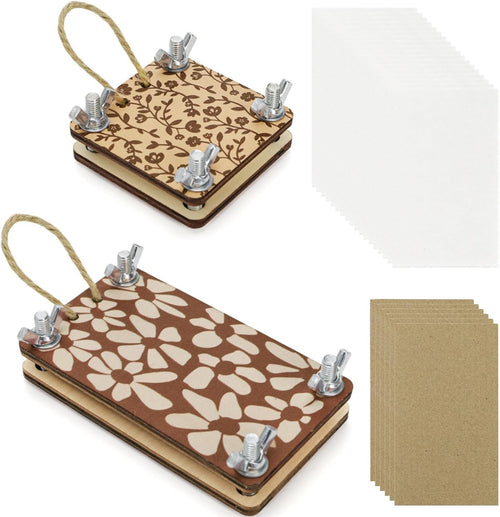 2 Sizes Mini Flower Press, Wooden Pocket Travel Leaf Pressing Kit, 6 Layers Botanical Preservation Set, Portable DIY Craft Supply Gift for Micro Plant Pressing, 4.5"x2.5" & 2.5"x2.5"