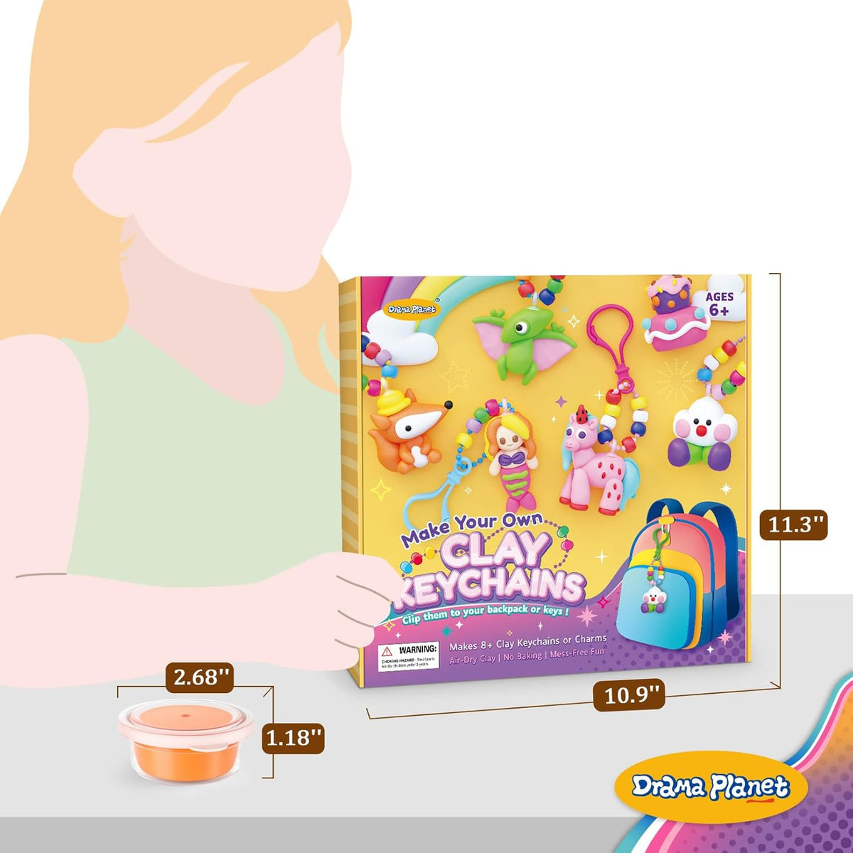 Clay Keychain Craft Kit for Kids, Make 8+ Keychains | Includes everything kids need to make clay Keychains, from clay to tools and guide - view 5