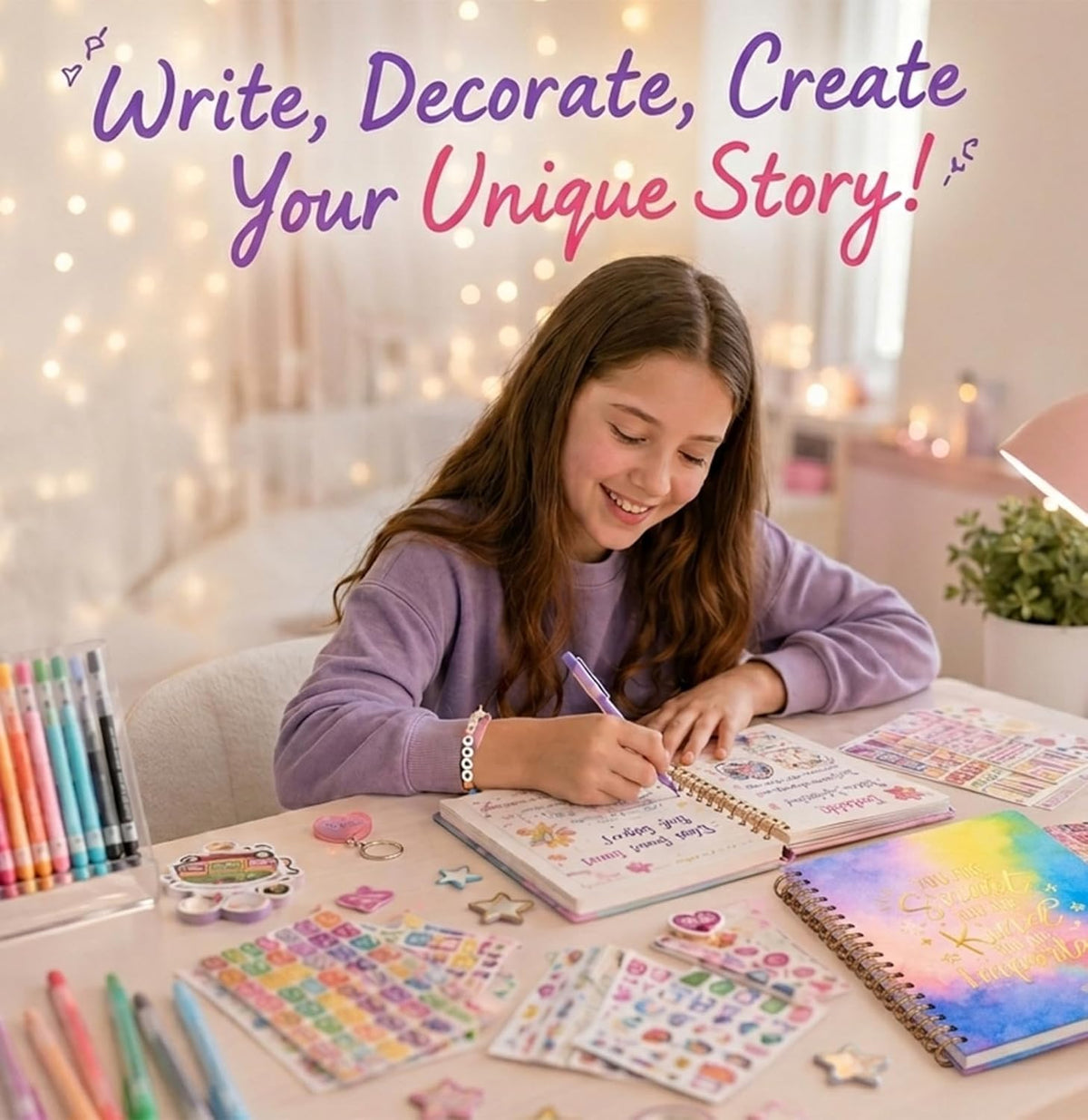 200+ PCS DIY Journal Kit for Teen Girls, Gifts for 6-14 Year Old Girl | DIY Memories of Happy Meaningful Day | Birthday Gifts Idea | Loved by 6-12 Year Old Girls | More Fun Included Items - view 4