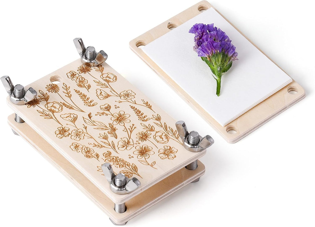 Mini Flower Press Kit 2.5x4 Inch, Pocket Pressed for Small Flowers | for beginners travel outdoor, presses plant leaves herbs micro flowers, classroom arts craft lovers