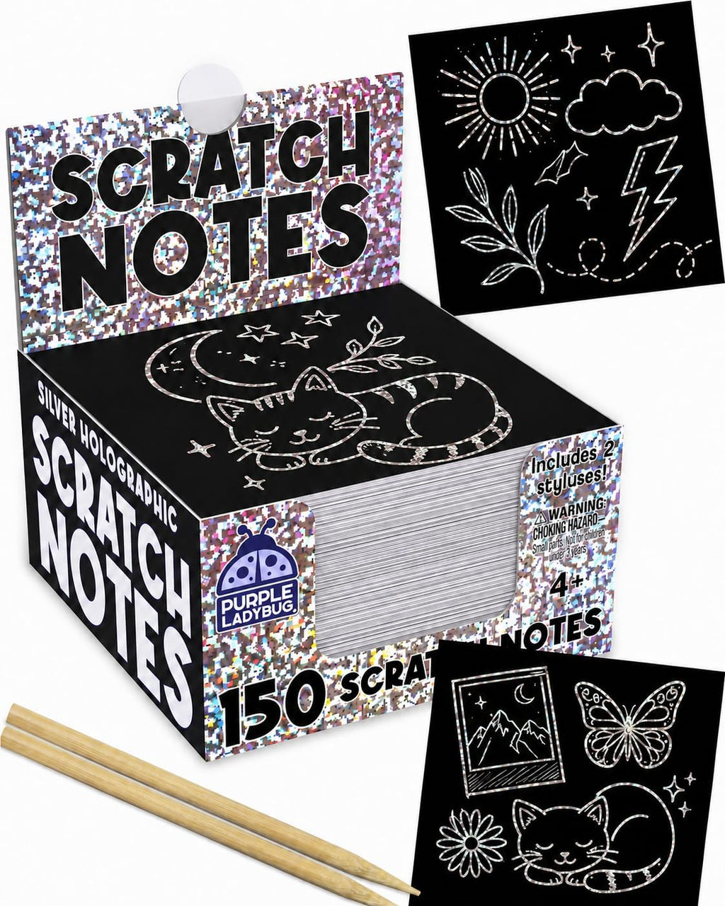 Rainbow Scratch Art Kit with Stencils, 79 Pc Craft Kit Ages 4-8 | Creative Drawing Paper & Stencils, Arts and Crafts for Ages 4-12, Summer Activities for Kids, Travel & Birthday Activities - view 6