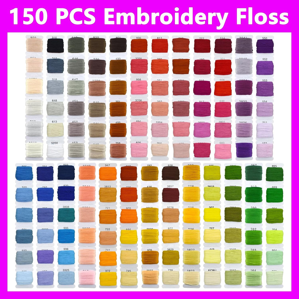 187 Pcs Embroidery Thread Floss Kit, 150 Colors Cross Stitch Threads Friendship Bracelet String and 37pcs Tools kit for Friendship Bracelets Arts DIY Crafts with 3-Tier Transparent Organizer Box - view 5