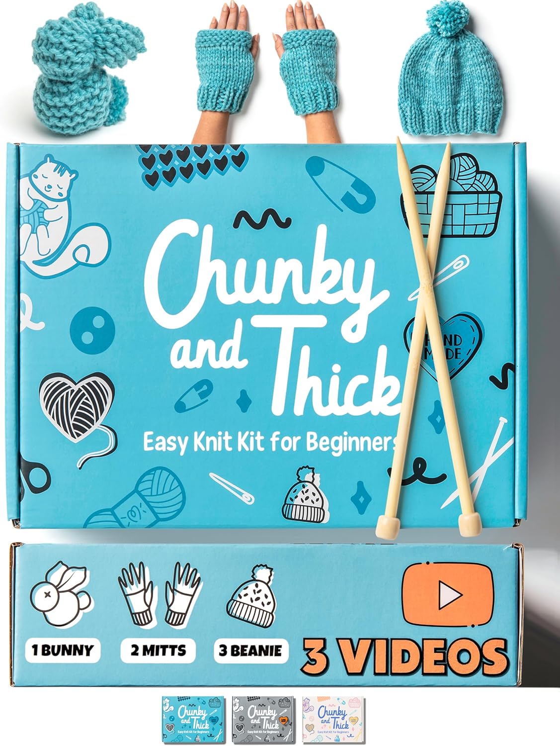 Complete Knitting Kit for Beginners - Learn to Knit Kit with Knitting Accessories Like Thick Beginner Yarn in Gray, Bamboo Needles for Beginners & More - Includes Video Tutorials & Written Guide - view 7