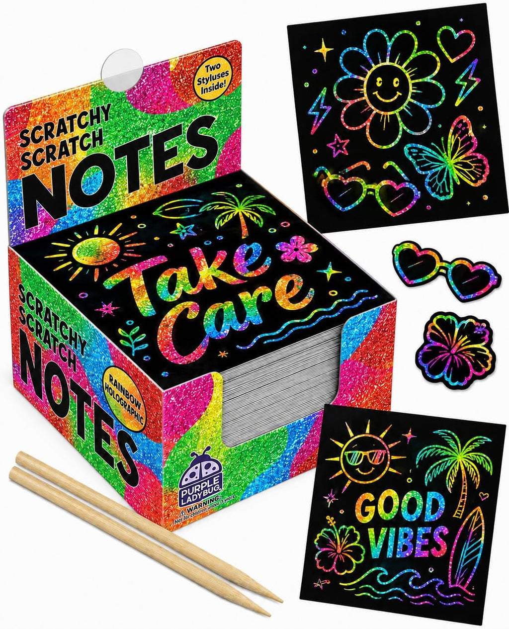 Rainbow Scratch Art Kit with Stencils, 79 Pc Craft Kit Ages 4-8 | Creative Drawing Paper & Stencils, Arts and Crafts for Ages 4-12, Summer Activities for Kids, Travel & Birthday Activities - view 8