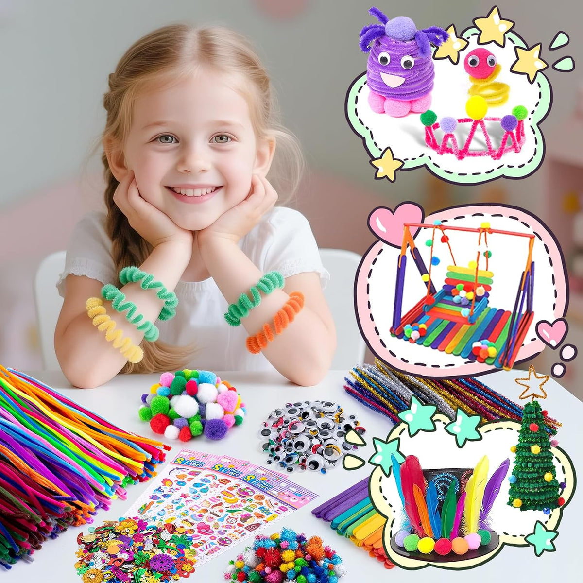 Kids Arts and Crafts Set 2000+ Piece DIY Craft Supplies Kit | with Assorted school supplies Accessories for Boys & Girls Ages 6-12, School Classroom Projects, Gifts for Boys and Girls - view 3