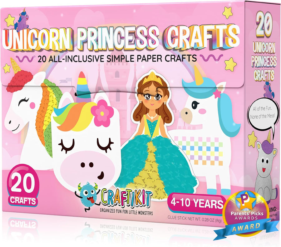 20 Award-Winning Princess & Unicorn Crafts for Kids Ages 3-10 Years, All-Inclusive Toddler Arts and Craft Kits for Kids, Fun Toddler Craft Box for Girls in Preschool