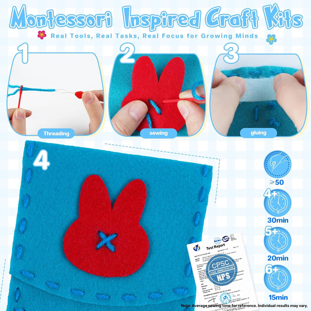 Purse Sewing Kit for Kids 4-7 Arts and Craft Kit for Girls Learn to DIY Bag | Sewing Projects for Beginners Make Your Own Handbag, Develop Fine Motor Skills, Birthday Gifts as Travel Toys - view 4