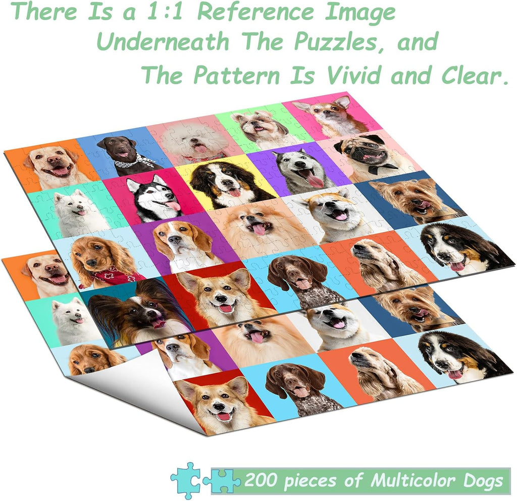 Puzzles for Kids Ages 6-8 8-10, 200 Piece Cute Dog | Jigsaw Puzzles for Boys Girls, Colorful Puppy Animal Puzzle Educational Learning Toys Game, Fun Family Activity Birthday Gift - view 5