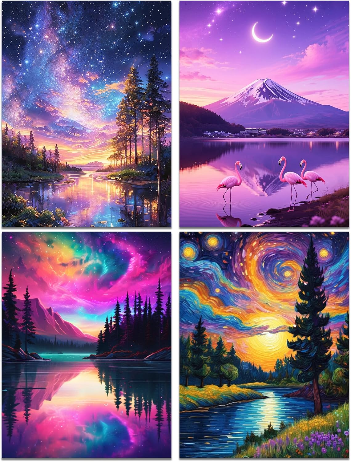 Diamond Painting Kits for Adults Flower Diamond Art Kits for Beginners Diamond dot Kits Floral Wall Art DIY Adults Crafts 4PCS Gem Art (Flower) - view 4