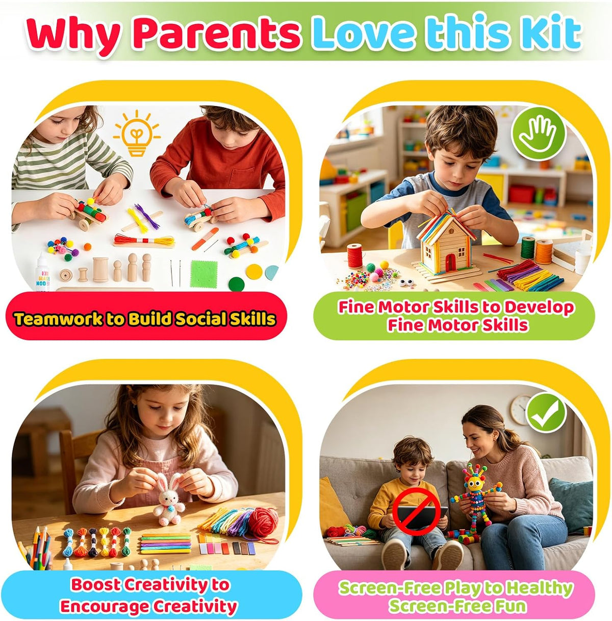 Arts and Craft Kit – A DIY 3.8 Pounds of Hobby Craft Supplies & Materials Box for Creative Art Projects for Kids Age 4 5 6 7 8 9 10 11 & 12 Year Old Girls & Boys - view 4