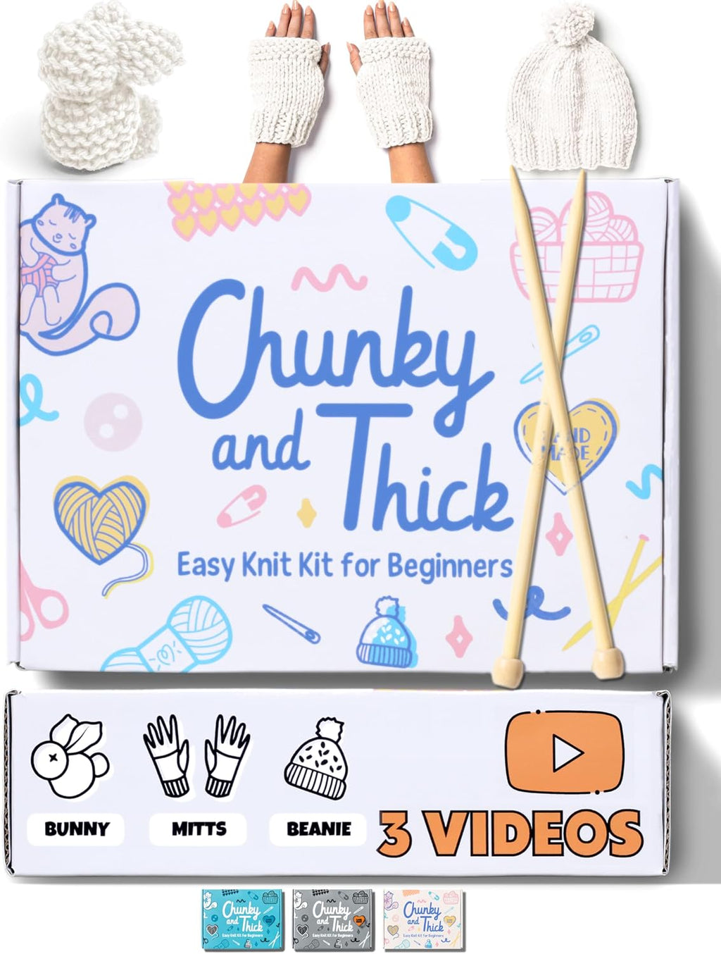 Complete Knitting Kit for Beginners - Learn to Knit Kit with Knitting Accessories Like Thick Beginner Yarn in Gray, Bamboo Needles for Beginners & More - Includes Video Tutorials & Written Guide - view 8