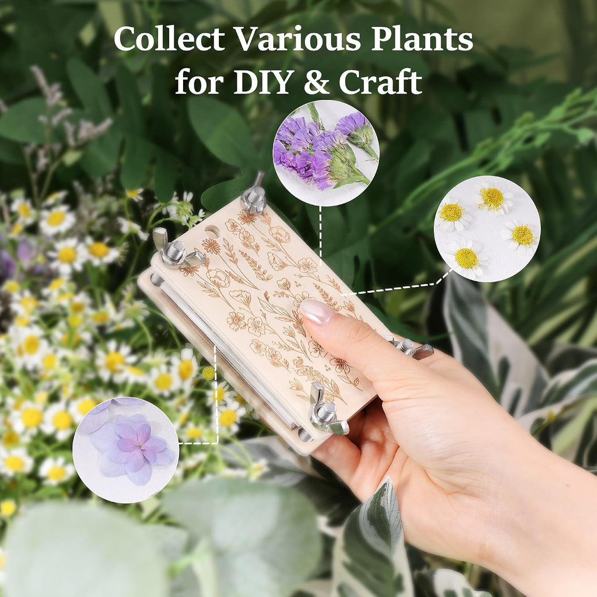 Mini Flower Press Kit 2.5x4 Inch, Pocket Pressed for Small Flowers | for beginners travel outdoor, presses plant leaves herbs micro flowers, classroom arts craft lovers - view 3