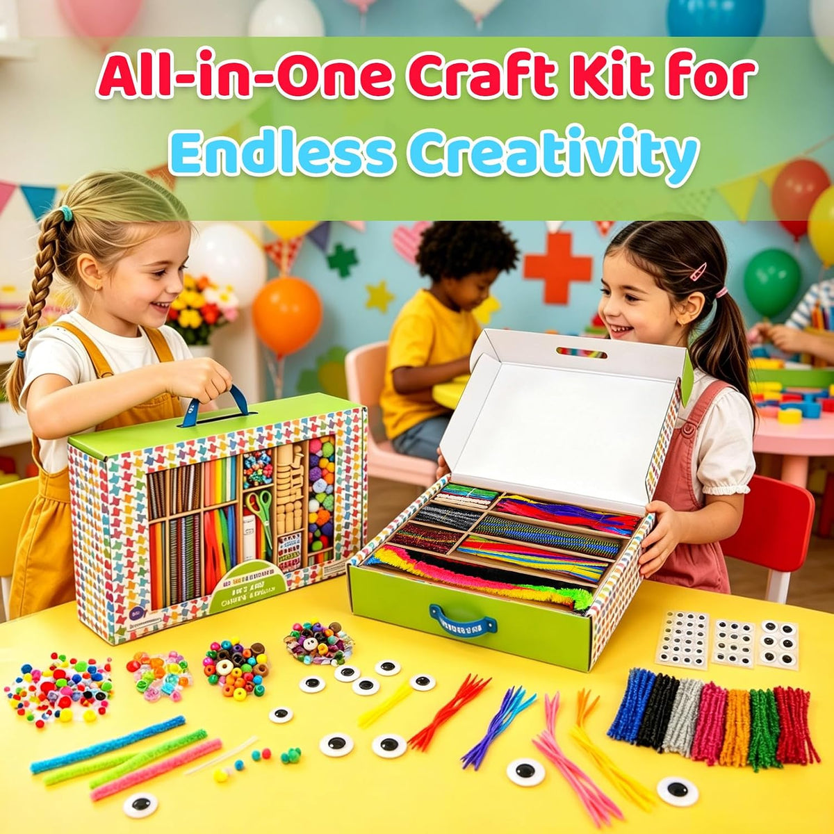 Arts and Craft Kit – A DIY 3.8 Pounds of Hobby Craft Supplies & Materials Box for Creative Art Projects for Kids Age 4 5 6 7 8 9 10 11 & 12 Year Old Girls & Boys - view 3