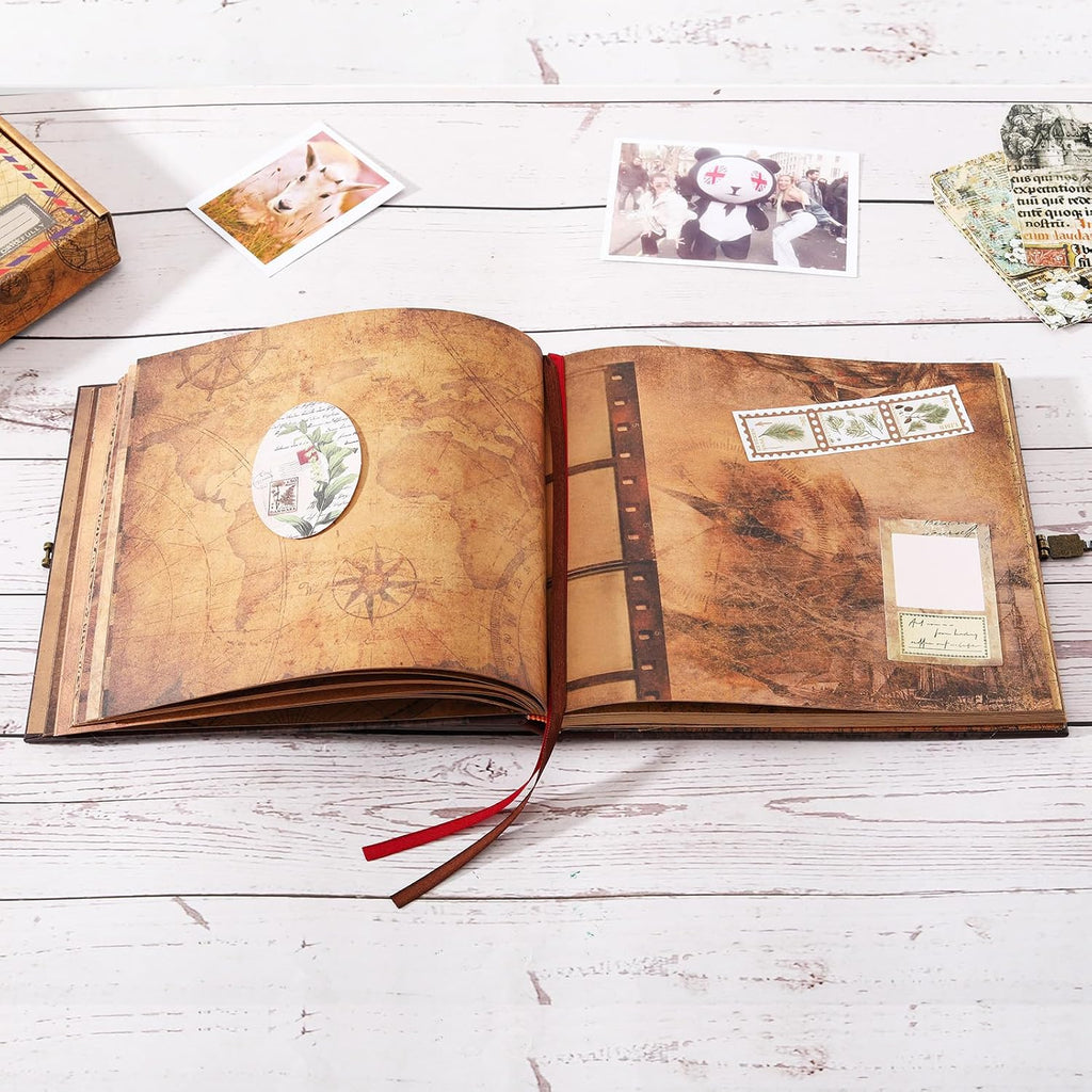 Our Adventure Book Scrapbook Photo Album Travel Journal Book,Retro Style Embossed Cover,Photo Book Kit,Memory Book,Travel Diary - view 4