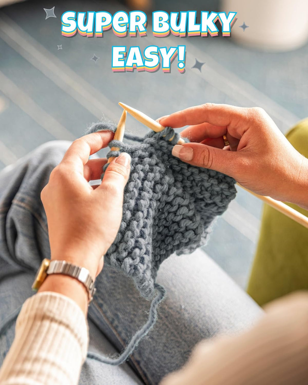 Complete Knitting Kit for Beginners - Learn to Knit Kit with Knitting Accessories Like Thick Beginner Yarn in Gray, Bamboo Needles for Beginners & More - Includes Video Tutorials & Written Guide - view 6