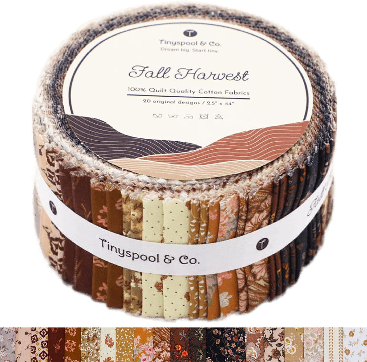Twirlie Roll 40 Precut Quilting Fabric Strips for Quilting Supplies, Crafting, and Sewing, Soft Cotton Strip for Blanket, Rug, Upholstery, Home Decor, and Purse Making, Cottagecore - view 4