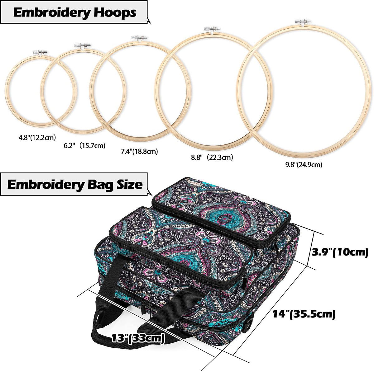 Embroidery Starter Kit, Cross Stitch Kits Tools with Case, Totem | Craft Supplies Kits with Handles and Shoulder Strap for Adults - view 5