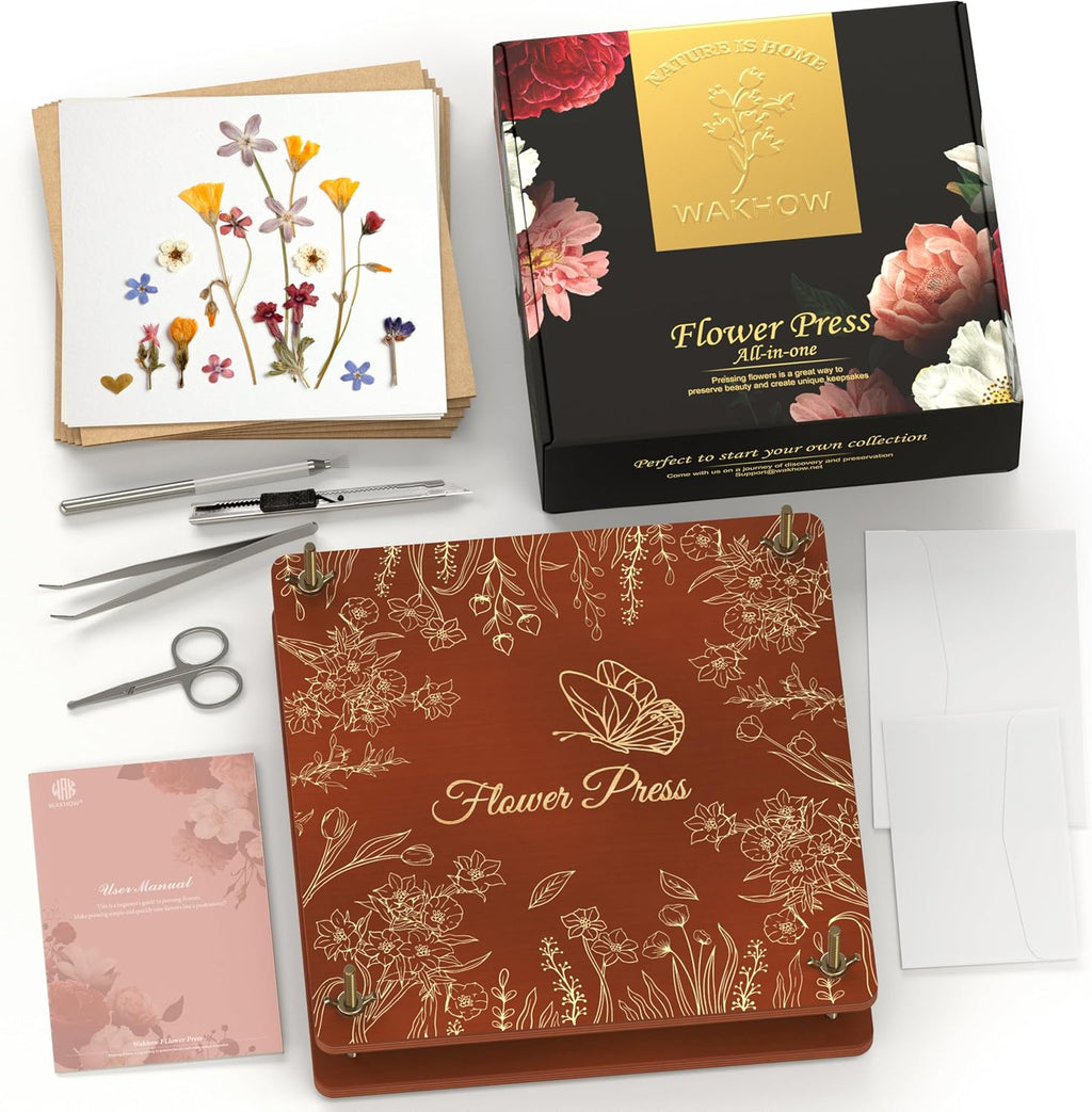 Flower Press Kit, 11" x 11" Large Wooden Flower Press for Adult Teen | 10-Layer Drying Capacity, Preserve Flowers & Leaves Naturally, Create Pressed Flower Art, Bouquet Preservation, DIY Crafts - view 8