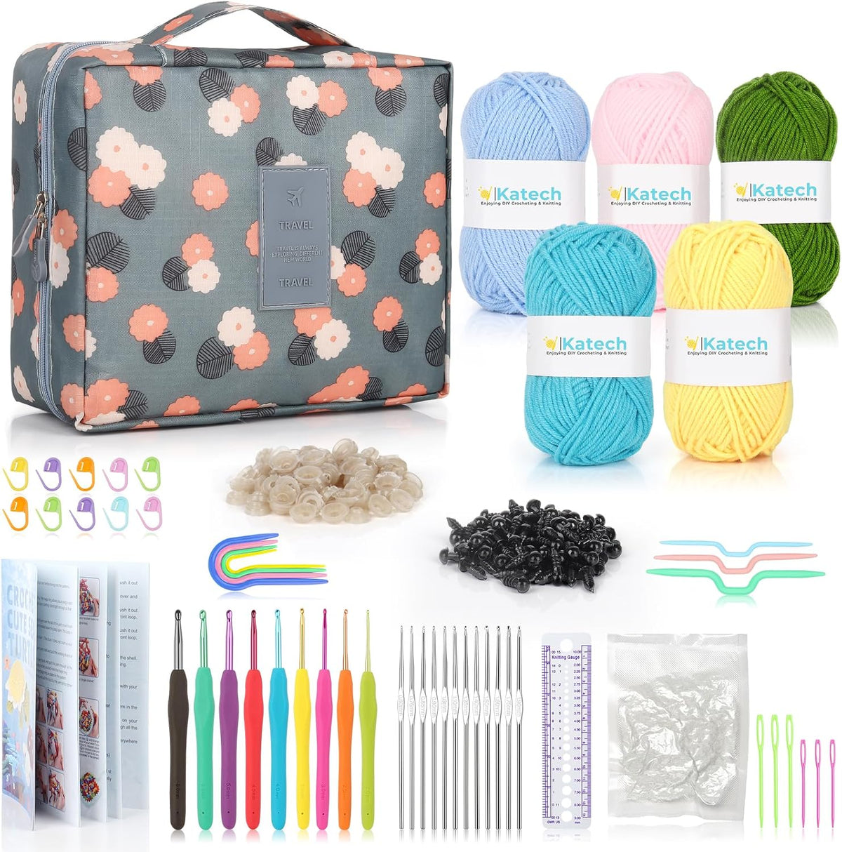 85-Piece Crochet Hooks Set, Crochet Hook Kit with Storage Case, Ergonomic Knitting Needles Weave Yarn Kits DIY Hand Knitting Craft Art Tool for Beginners and Experienced Crochet Lovers | 85 Pcs Metal Crochet Needles and Complete Crochet Kits for Beginners - view 7