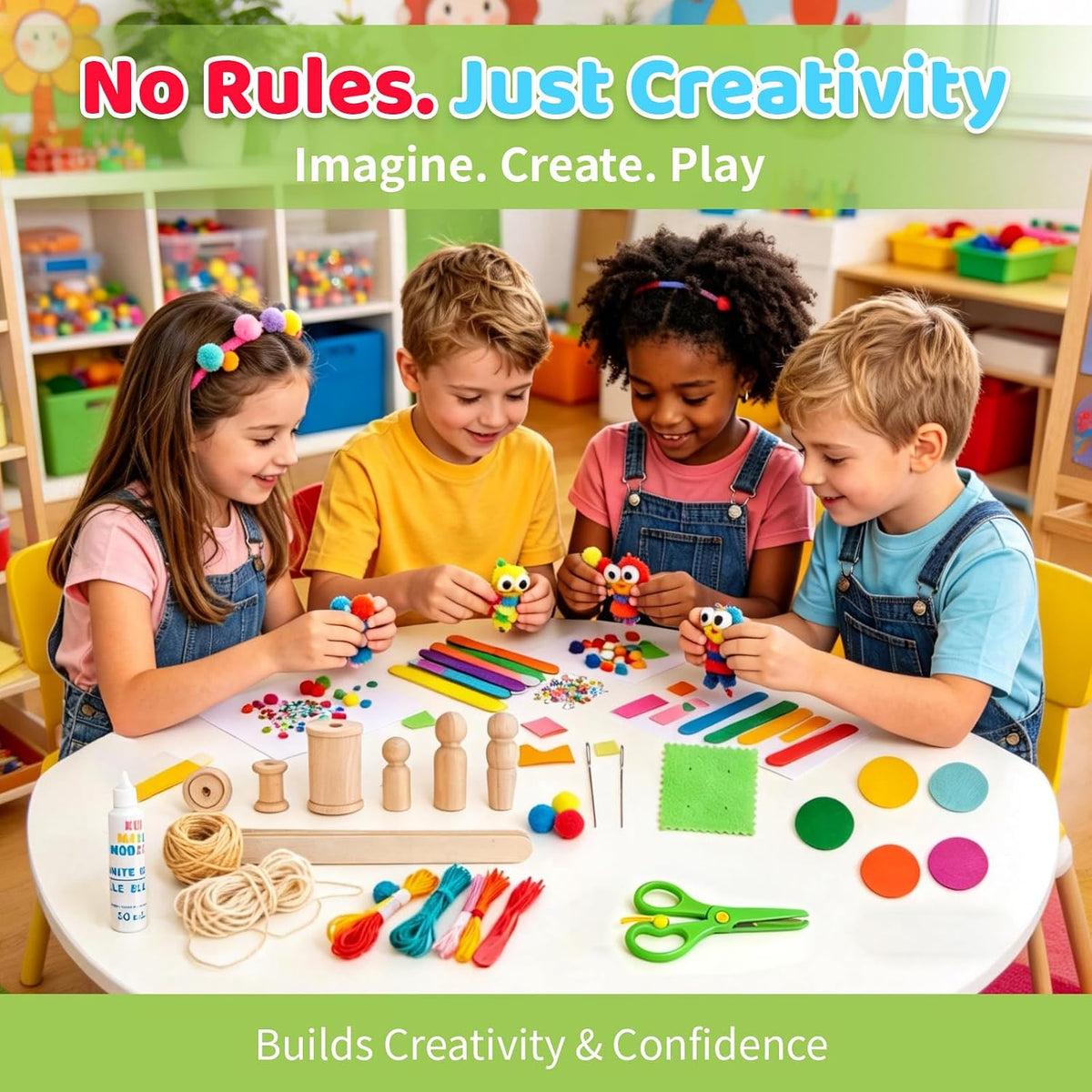 Arts and Craft Kit – A DIY 3.8 Pounds of Hobby Craft Supplies & Materials Box for Creative Art Projects for Kids Age 4 5 6 7 8 9 10 11 & 12 Year Old Girls & Boys - view 5