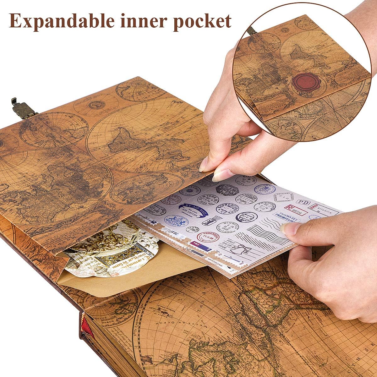 Our Adventure Book Scrapbook Photo Album Travel Journal Book,Retro Style Embossed Cover,Photo Book Kit,Memory Book,Travel Diary - view 6
