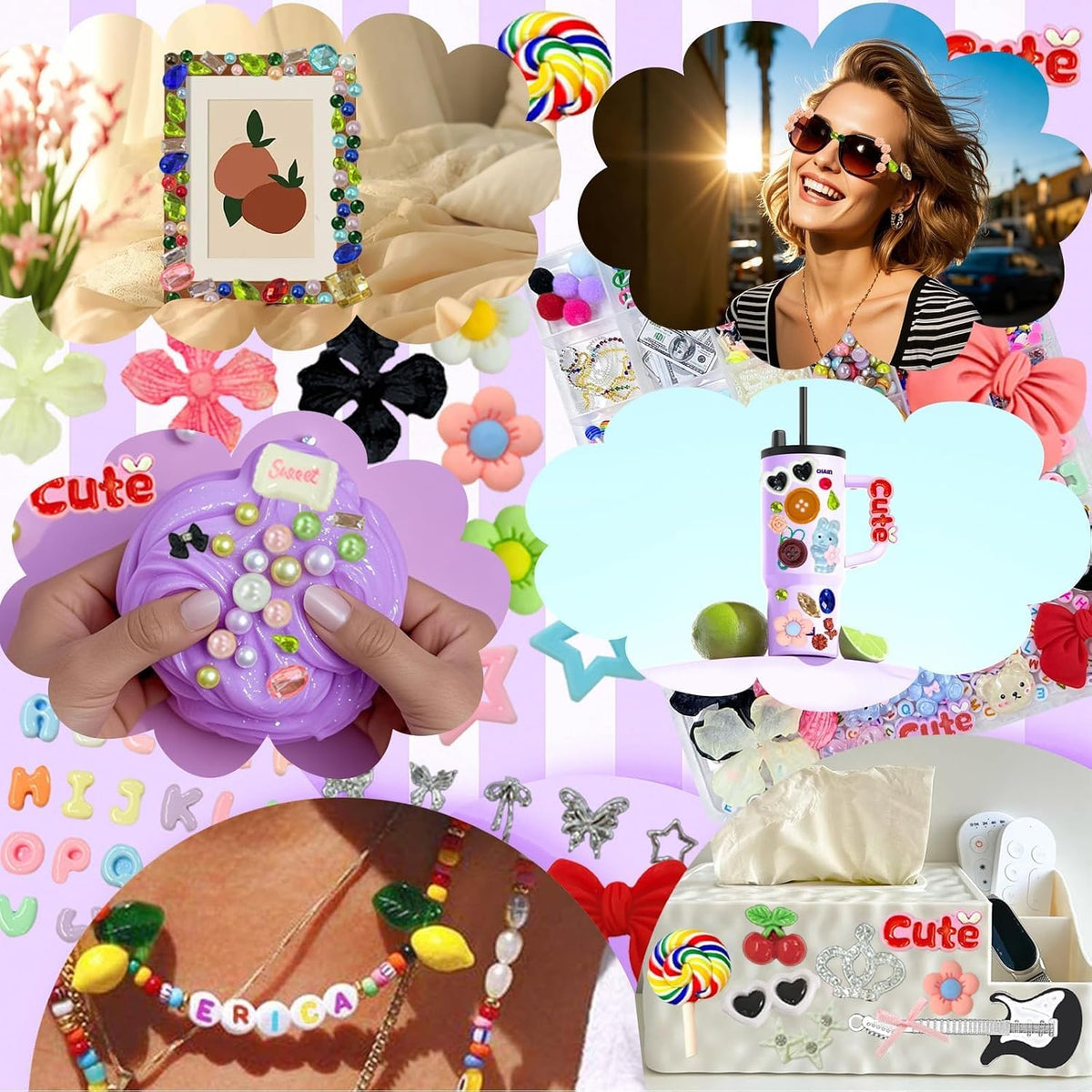2280Pcs Junk Case Charms Kit,Y2K Nail Phone Cases Charms Bow Flower Letter Resin Accessories Beads for DIY Craft Scrapbooking Jewelry Making - view 5