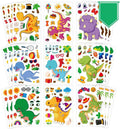 36 PCS Make-a-face Sticker Sheets Reusable Stickers Large Make Your Own Mix and Match Stickers Sheets Sticker Play Set Fantasy Kids Arts and Crafts Activity Party Favor Supplies Craft (Dinosaurs 1)