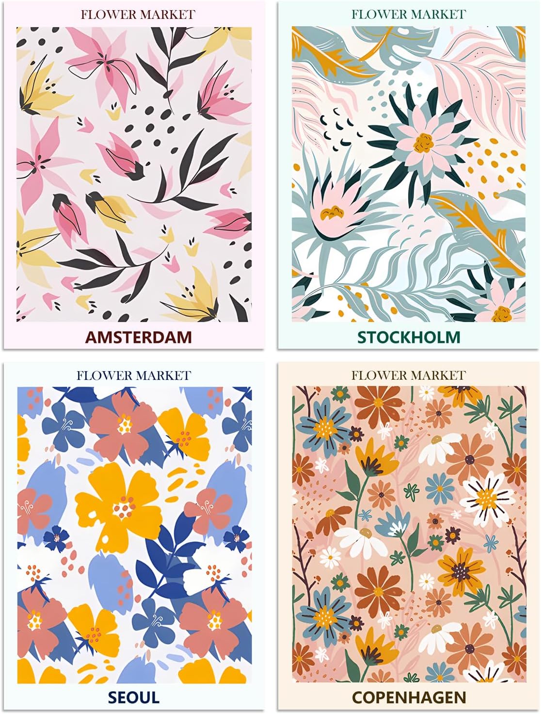 Diamond Painting Kits for Adults Flower Diamond Art Kits for Beginners Diamond dot Kits Floral Wall Art DIY Adults Crafts 4PCS Gem Art (Flower)