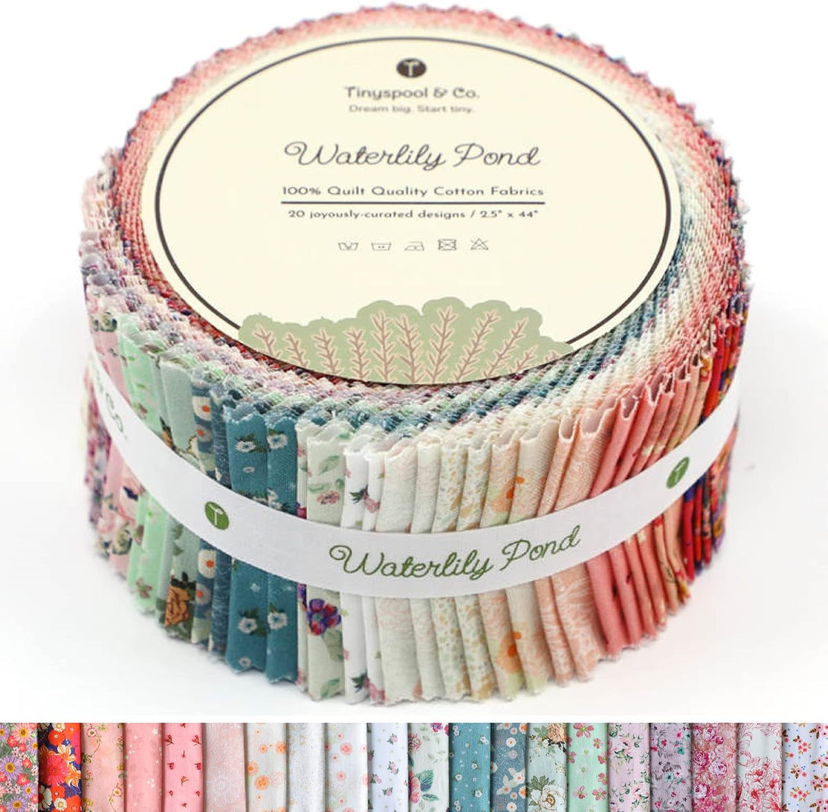 Twirlie Roll 40 Precut Quilting Fabric Strips for Quilting Supplies, Crafting, and Sewing, Soft Cotton Strip for Blanket, Rug, Upholstery, Home Decor, and Purse Making, Cottagecore - view 2