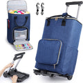 Portable Crochet Bag, Extra Large Yarn Storage for Crochet Accessories and Supplies, Yarn Bags with Wheels and Telescoping Handle, Durable Knitting Bag for Craft Enthusiasts