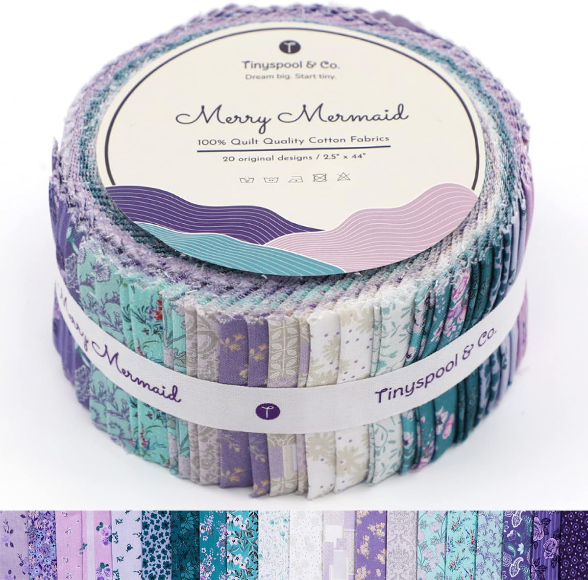 Twirlie Roll 40 Precut Quilting Fabric Strips for Quilting Supplies, Crafting, and Sewing, Soft Cotton Strip for Blanket, Rug, Upholstery, Home Decor, and Purse Making, Cottagecore - view 3