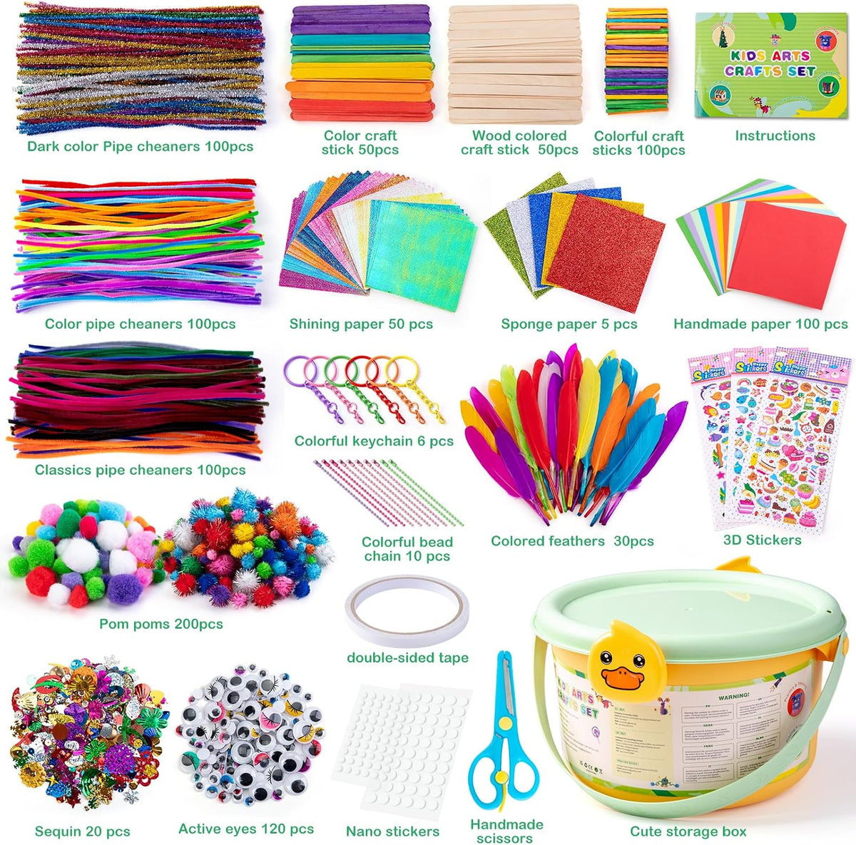 Kids Arts and Crafts Set 2000+ Piece DIY Craft Supplies Kit | with Assorted school supplies Accessories for Boys & Girls Ages 6-12, School Classroom Projects, Gifts for Boys and Girls - view 6