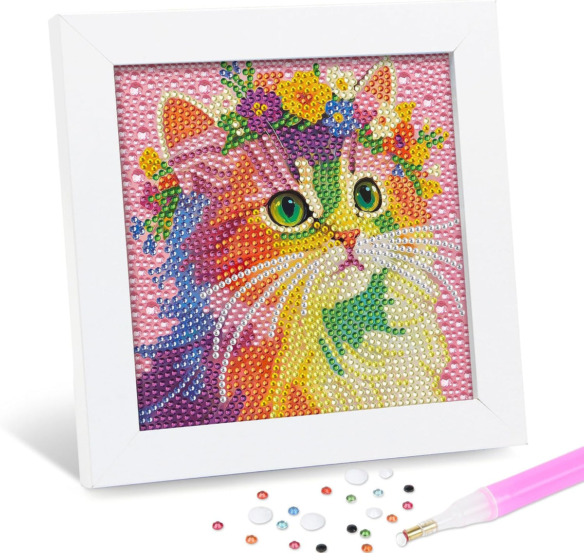 Diamond Art Kits for Kids with Framed (7 in) Cartoon Animals DIY Gem Art Painting - Arts & Crafts Gifts for Beginners & Teens (1p-6 in-Eagle) - view 7